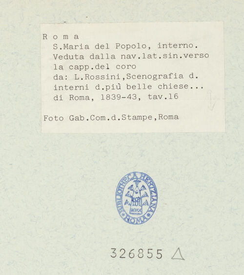 Rückseite von Gabinetto Comunale delle Stampe [https://www.deutsche-digitale-bibliothek.de/content/lizenzen/rv-ez/] L.Rossini, Scenografia d. interni d.piu belle chiese... di RomaSanta Maria del Popolo; tav. 16 - , bh326855_recto. Foto.