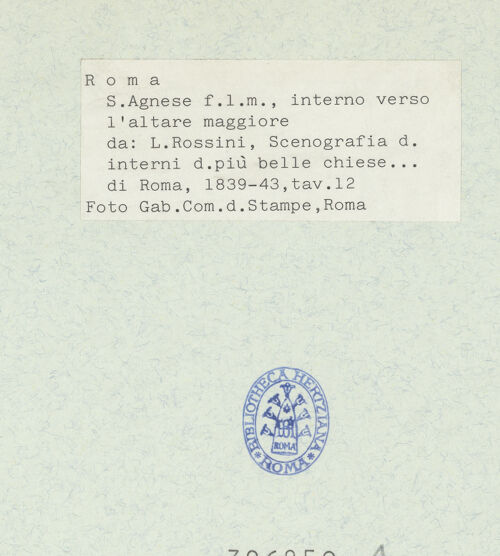 Rückseite von Gabinetto Comunale delle Stampe [https://www.deutsche-digitale-bibliothek.de/content/lizenzen/rv-ez/] L.Rossini, Scenografia d. interni d.piu belle chiese... di RomaSant'Agnese fuori le Mura; tav. 12 - , bh326859_recto. Foto.