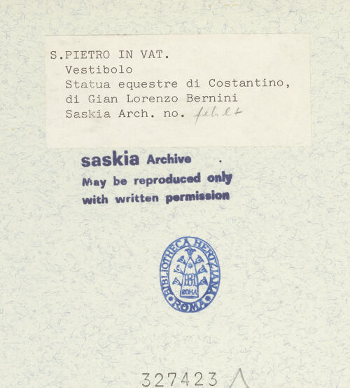 Rückseite von Bibliotheca Hertziana [https://www.deutsche-digitale-bibliothek.de/content/lizenzen/rv-fz/] Konstantin-Monument - Gesamtansicht, frontal, bh327423_recto. Foto: Wiedenhoeft, Ron.