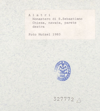 Rückseite von National Gallery of Art, Washington [https://www.deutsche-digitale-bibliothek.de/content/lizenzen/rv-ez/] Badia di San SebastianoSan Sebastiano - Westliches Joch, Südwand, bh327772_recto. Foto: Hutzel, Max.