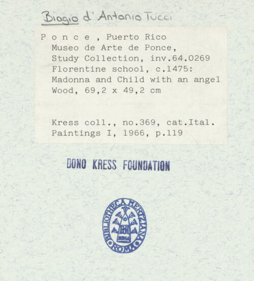 Rückseite von Museo de Arte de Ponce [https://www.deutsche-digitale-bibliothek.de/content/lizenzen/rv-ez/] Madonna mit Kind und einem Engel - , bh327870_recto. Foto.