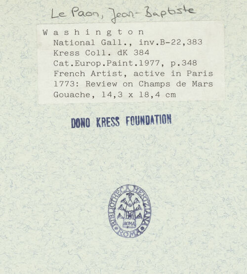 Rückseite von National Gallery of Art, Washington [https://www.deutsche-digitale-bibliothek.de/content/lizenzen/rv-ez/] Blick auf die Champs de Mars - , bh331764_recto. Foto.