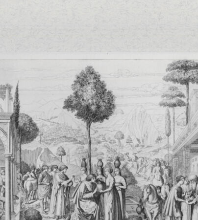 Rückseite von Landesbildstelle Rheinland [http://creativecommons.org/publicdomain/mark/1.0/] Die Hochzeit Isaaks und Rebekkas (Bl. XXVIII aus 'Pitture a fresco del Campo Santo di Pisa ...') - , bh331967. Foto.