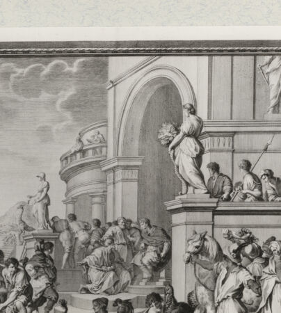 Rückseite von Landesbildstelle Rheinland [http://creativecommons.org/publicdomain/mark/1.0/] Cäsar erhält die Geschenke der Ägypter (Villa Poggio a Caiano): Blatt 1 aus der Folge von 26 Blatt 'Pitture del Salone Imperiale .. Firenze ...' - , bh332026. Foto.