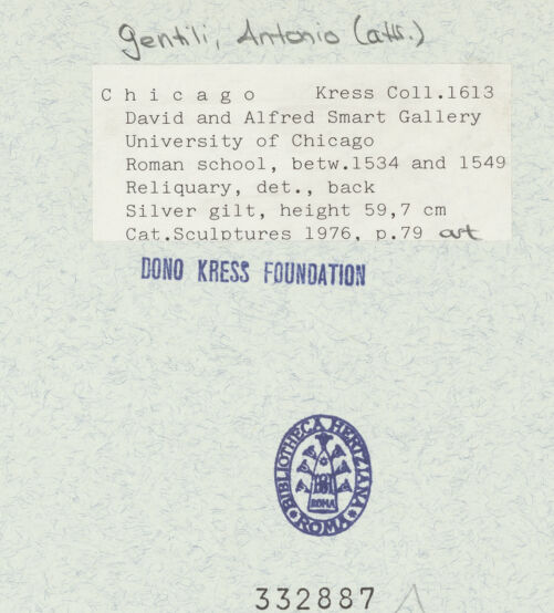 Rückseite von The David and Alfred Smart Museum of Art [https://www.deutsche-digitale-bibliothek.de/content/lizenzen/rv-ez/] Farnese-Reliquiar - Detail, bh332887_recto. Foto.