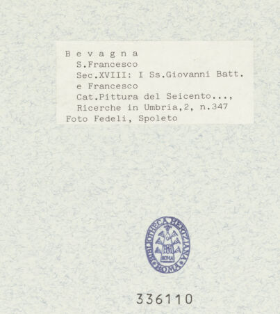 Rückseite von Fedeli (Spoleto) [https://www.deutsche-digitale-bibliothek.de/content/lizenzen/rv-ez/] Der heilige Franz von Assisi und Johannes der Täufer - , bh336110_recto. Foto.