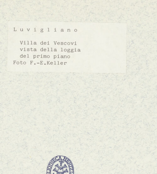 Rückseite von Bibliotheca Hertziana [https://www.deutsche-digitale-bibliothek.de/content/lizenzen/rv-fz/] Freskendekoration mit Pergolen und spielenden PuttenPergola aus Weinreben und Schilf mit Putten und Landschaftsausblicken - Südliche Schmalseite, bh336432_recto. Foto: Keller, Fritz-Eugen.