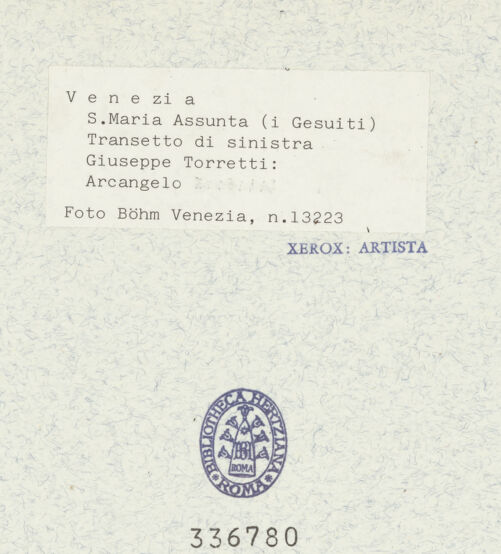 Rückseite von Böhm, Osvaldo [https://www.deutsche-digitale-bibliothek.de/content/lizenzen/rv-ez/] Sechs Erzengel: Michael, Gabriel, Sealtiel, Raphael, Uriel, Barachiel Erzengel Sealtiel - Gesamtansicht, frontal, bh336780_recto. Foto.