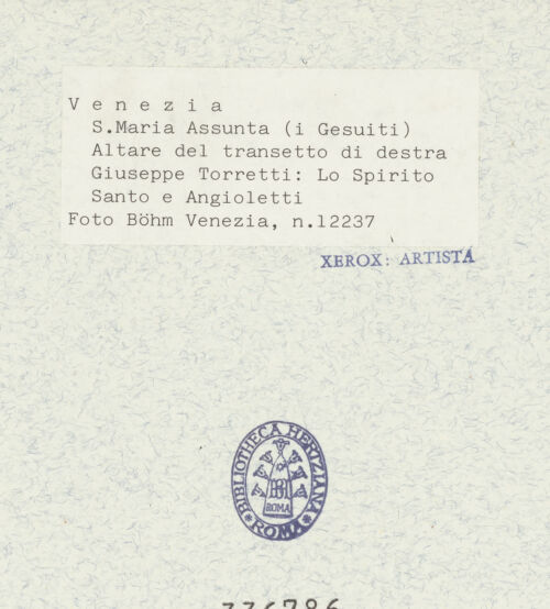 Rückseite von Böhm, Osvaldo [https://www.deutsche-digitale-bibliothek.de/content/lizenzen/rv-ez/] Heilige Dreifaltigkeit - Taube des Heiligen Geistes und Putten, bh336786_recto. Foto.