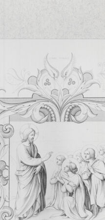 Rückseite von Landesbildstelle Rheinland [http://creativecommons.org/publicdomain/mark/1.0/] S . Marco, Convento dei Padri predicatori in Firenze, illustrato e inciso principalmente nei dipinti del B. Giovanni Angelico...'Taf. VII: Christus segnet die Jungfrauen und Märtyrerinnen - , bh342676. Foto.