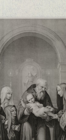 Rückseite von Landesbildstelle Rheinland [http://creativecommons.org/publicdomain/mark/1.0/] Herr nun lassest du deinen Diener in Frieden fahren... (Simeon erkennt in Jesus den Messias) - , bh342677. Foto.