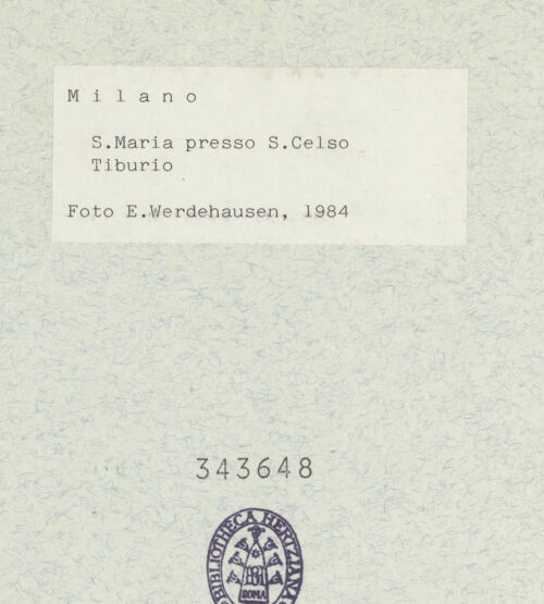 Rückseite von Werdehausen, Elisabeth [https://www.deutsche-digitale-bibliothek.de/content/lizenzen/rv-ez/] Santa Maria presso San CelsoVierung und Kuppel - Kuppel, bh343648_recto. Foto: Werdehausen, Elisabeth.