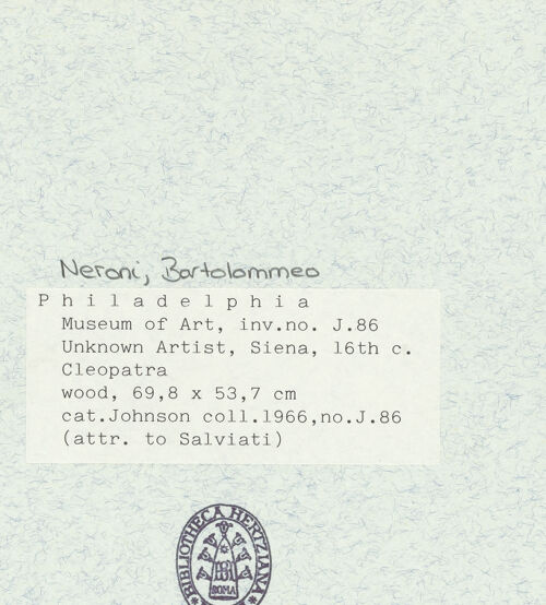 Rückseite von Philadelphia Museum of Art [https://www.deutsche-digitale-bibliothek.de/content/lizenzen/rv-ez/] Darstellung von Kleopatra - , bh344677_recto. Foto.