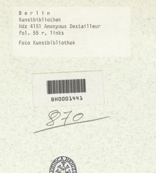 Rückseite von Kunstbibliothek [https://www.deutsche-digitale-bibliothek.de/content/lizenzen/rv-ez/] Codex Destailleur DSeptimus-Severus-Bogen: Details einer Agraffenvolute und aus dem Gebälk - , bh350368_recto. Foto.
