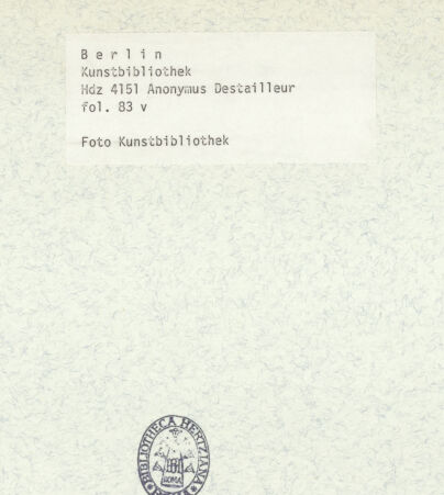 Rückseite von Kunstbibliothek [https://www.deutsche-digitale-bibliothek.de/content/lizenzen/rv-ez/] Codex Destailleur DSt. Peter: Korinthia im Erdgeschoss des Umgangs - , bh350427_recto. Foto.