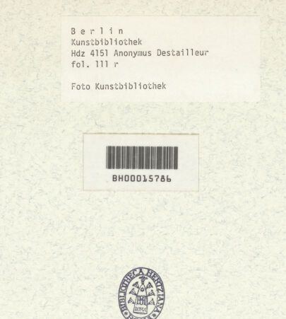 Rückseite von Kunstbibliothek [https://www.deutsche-digitale-bibliothek.de/content/lizenzen/rv-ez/] Codex Destailleur DSt. Peter: Kuppelfußgesims Michelangelos - , bh350431_recto. Foto.