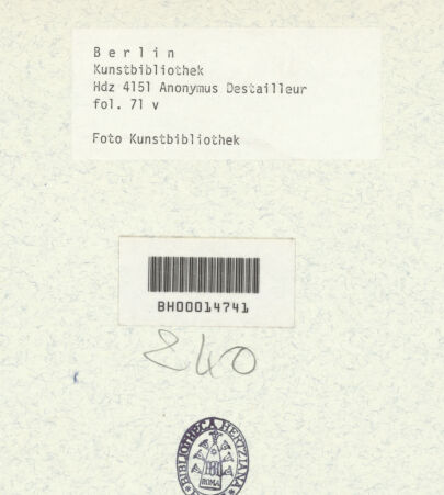 Rückseite von Kunstbibliothek [https://www.deutsche-digitale-bibliothek.de/content/lizenzen/rv-ez/] Codex Destailleur DTivoli: Vesta-Tempel: Profil von Sockel und Gebälk - , bh350441_recto. Foto.