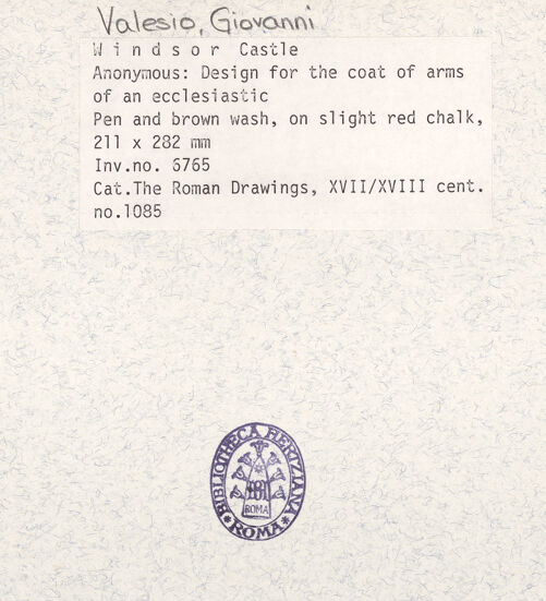 Rückseite von Royal Collection Enterprises Limited [https://www.deutsche-digitale-bibliothek.de/content/lizenzen/rv-ez/] Entwurf für das Wappen des Kardinal Girolamo Pamphili (?) - , bh351487_recto. Foto.