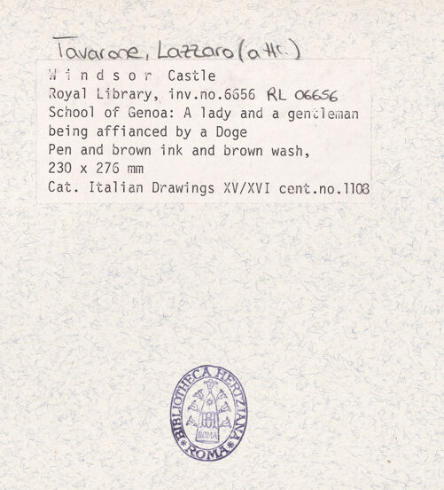 Rückseite von Royal Collection Enterprises Limited [https://www.deutsche-digitale-bibliothek.de/content/lizenzen/rv-ez/] Ein römischer Soldat und ein Mädchen werden verlobt - , bh354748_recto. Foto.