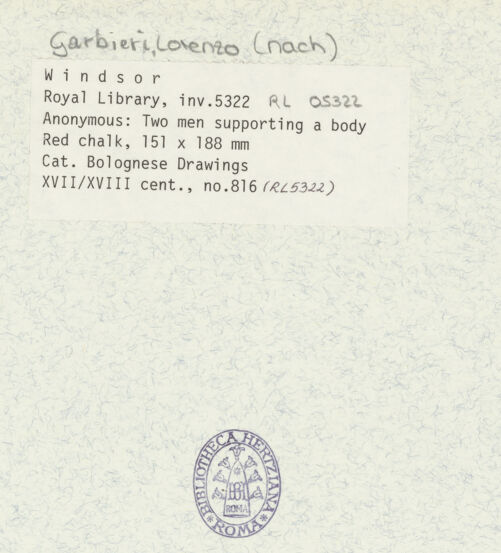 Rückseite von Royal Collection Enterprises Limited [https://www.deutsche-digitale-bibliothek.de/content/lizenzen/rv-ez/] Zwei Männer halten einen Toten - , bh358044_recto. Foto.