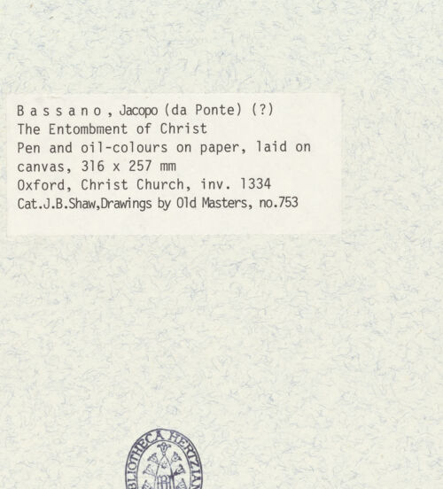 Rückseite von Oxford Christ Church [https://www.deutsche-digitale-bibliothek.de/content/lizenzen/rv-ez/] Grablegung Christi - , bh360036_recto. Foto.