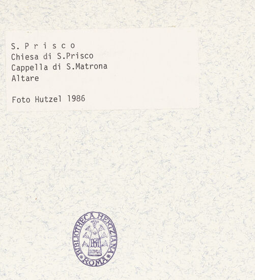 Rückseite von Hutzel, Max [https://www.deutsche-digitale-bibliothek.de/content/lizenzen/rv-ez/] San PriscoCappella di Santa Matrona - Innenansicht, bh361106_recto. Foto: Hutzel, Max.