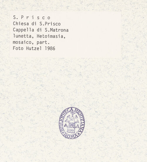 Rückseite von Hutzel, Max [https://www.deutsche-digitale-bibliothek.de/content/lizenzen/rv-ez/] MosaikdekorationEtimasia mit dem Löwe und dem Adler - Detail, Etimasia, bh361114_recto. Foto: Hutzel, Max.