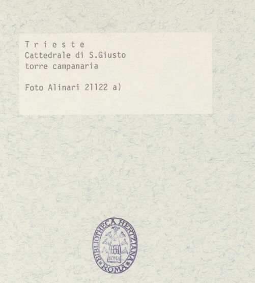 Rückseite von Alinari [https://www.deutsche-digitale-bibliothek.de/content/lizenzen/rv-ez/] San Giusto - Ansicht von Nordwesten, bh365854_recto. Foto.