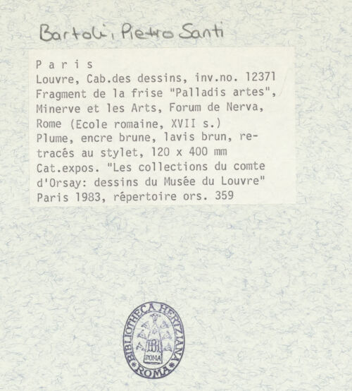 Rückseite von Réunion des Musées Nationaux [https://www.deutsche-digitale-bibliothek.de/content/lizenzen/rv-ez/] Teil des Frieses aus dem Forum Nerva, Palladis Artes - , bh366067_recto. Foto.