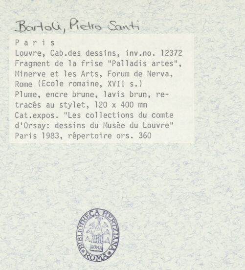 Rückseite von Réunion des Musées Nationaux [https://www.deutsche-digitale-bibliothek.de/content/lizenzen/rv-ez/] Teil des Frieses aus dem Forum Nerva, Palladis Artes - , bh366068_recto. Foto.