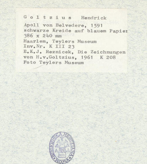 Rückseite von Teylers Museum [https://www.deutsche-digitale-bibliothek.de/content/lizenzen/rv-ez/] Apollo Belvedere - , bh366479_recto. Foto.