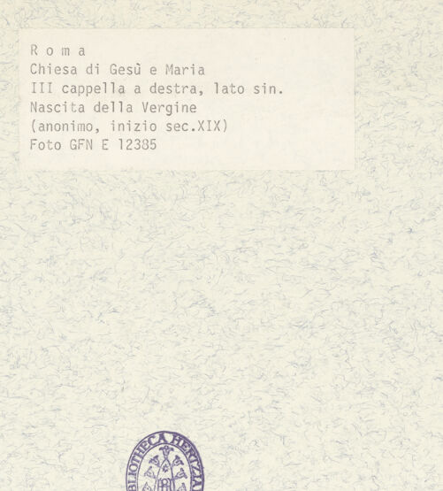 Rückseite von ICCD [https://www.deutsche-digitale-bibliothek.de/content/lizenzen/rv-ez/] Geburt Marias - Gesamtansicht, bh367170_recto. Foto.