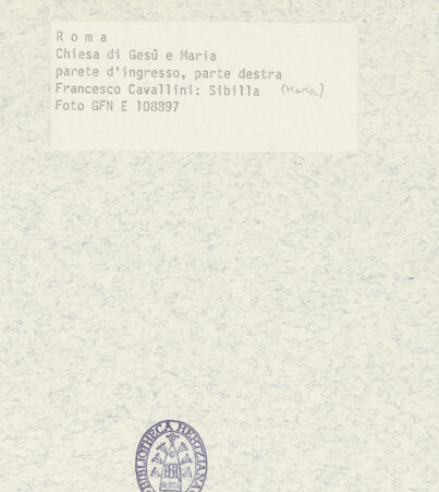 Rückseite von ICCD [https://www.deutsche-digitale-bibliothek.de/content/lizenzen/rv-ez/] Figuren aus der Heiligen Sippe oder Sibyllen und HeiligeDie heilige Maria? oder Sibylle - Frontalansicht ohne Ädikula, bh367175_recto. Foto.