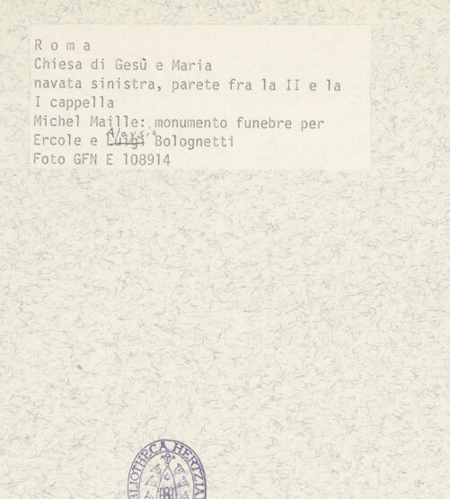 Rückseite von ICCD [https://www.deutsche-digitale-bibliothek.de/content/lizenzen/rv-ez/] Grabmal des Ercole und des Luigi Bolognetti - Frontalansicht, bh367184_recto. Foto.