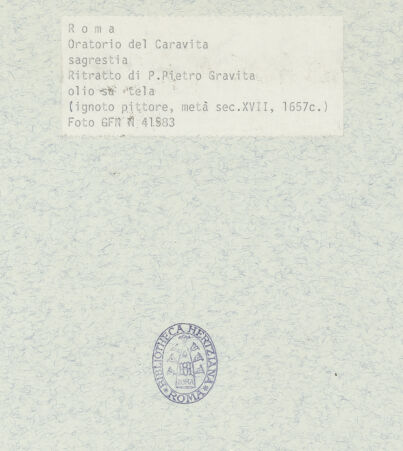 Rückseite von ICCD [https://www.deutsche-digitale-bibliothek.de/content/lizenzen/rv-ez/] Porträt des Padre Pietro Gravita - , bh367217_recto. Foto.