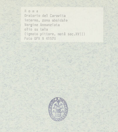 Rückseite von ICCD [https://www.deutsche-digitale-bibliothek.de/content/lizenzen/rv-ez/] Verkündigungsmadonna - , bh367218_recto. Foto.