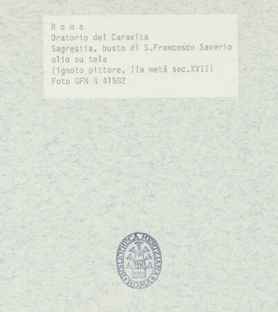 Rückseite von ICCD [https://www.deutsche-digitale-bibliothek.de/content/lizenzen/rv-ez/] Büstenbildnis des heiligen Franz Xaver - , bh367219_recto. Foto.