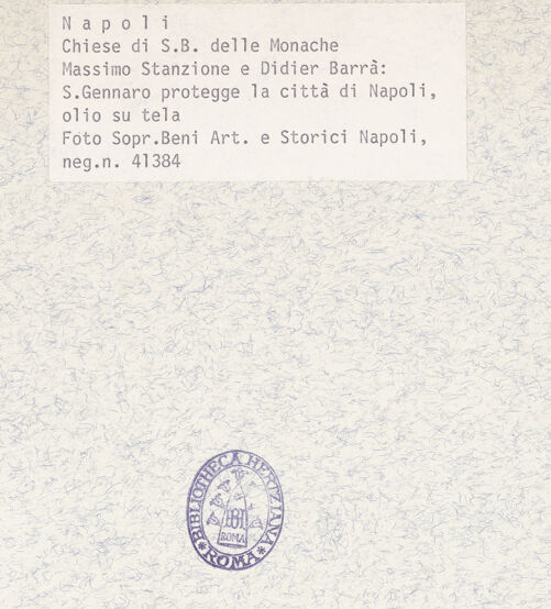 Rückseite von Sopr. BAS NA [https://www.deutsche-digitale-bibliothek.de/content/lizenzen/rv-ez/] Der heilige Januarius als Beschützer vor Ausbrüchen des Vesuv - Gesamtansicht, bh367433_recto. Foto.