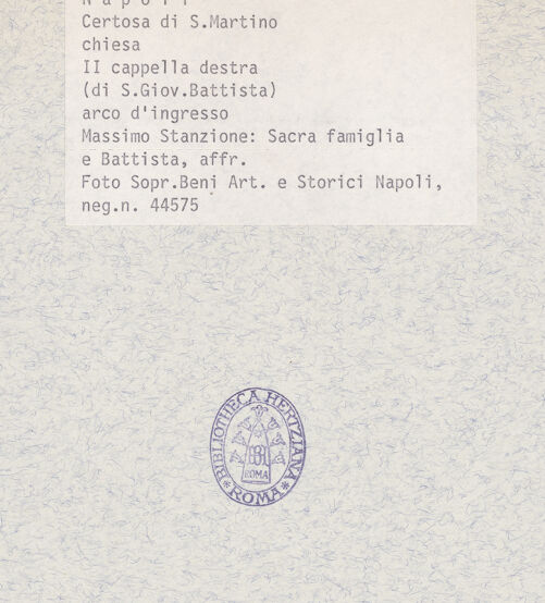 Rückseite von Sopr. BAS NA [https://www.deutsche-digitale-bibliothek.de/content/lizenzen/rv-ez/] Szenen aus dem Leben Johannes' des TäufersDie Heilige Familie mit Johannes dem Täufer - Gesamtansicht, bh367447_recto. Foto.