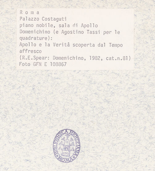 Rückseite von ICCD (GFN) [https://www.deutsche-digitale-bibliothek.de/content/lizenzen/rv-ez/] Apoll auf dem Sonnenwagen und Chronos mit Veritas - Deckebild, Gesamtansicht, bh367638_recto. Foto.