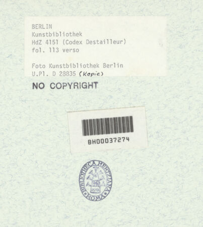 Rückseite von Bibliotheca Hertziana [https://www.deutsche-digitale-bibliothek.de/content/lizenzen/rv-ez/] Codex Destailleur DSt. Peter: Eine gewirtelte Säule - , bh367986_recto. Foto.