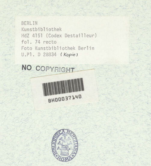 Rückseite von Bibliotheca Hertziana [https://www.deutsche-digitale-bibliothek.de/content/lizenzen/rv-ez/] Codex Destailleur DS. Costanza: Nachzeichnung eines Mosaiks und S. Agnese: Maßskizze eines Säulenschafts - , bh367989_recto. Foto.