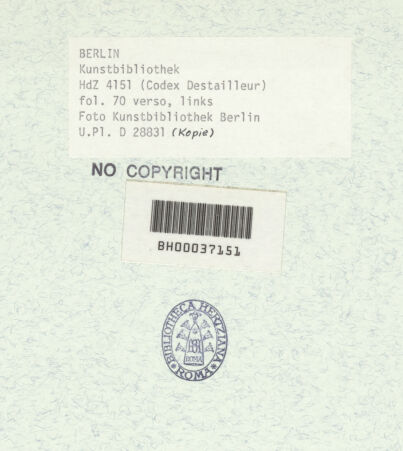 Rückseite von Bibliotheca Hertziana [https://www.deutsche-digitale-bibliothek.de/content/lizenzen/rv-ez/] Codex Destailleur DTivoli: Vesta-Tempel: Aufmaßskizze des Fensterrahmens und Skizze zweier Akanthusblätter - , bh367990_recto. Foto.