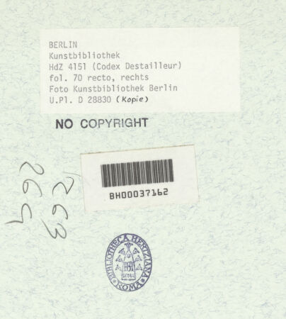 Rückseite von Bibliotheca Hertziana [https://www.deutsche-digitale-bibliothek.de/content/lizenzen/rv-ez/] Codex Destailleur DTivoli: Vesta-Tempel: Grundriss - , bh367991_recto. Foto.