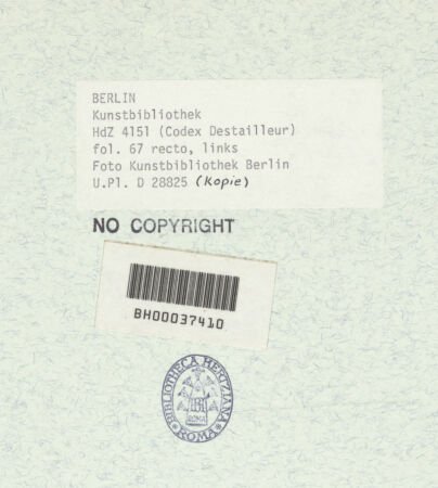 Rückseite von Bibliotheca Hertziana [https://www.deutsche-digitale-bibliothek.de/content/lizenzen/rv-ez/] Codex Destailleur DS. Urbano della Caffarella: Rekonstruktion der Tempelfront, Fassade des Tempels und Details - Unteres Teilblatt: Fassade des Tempels, Schnitt des Untergeschosses, Profile einzelner Details, bh367998_recto. Foto.