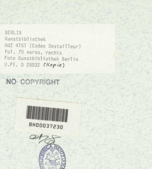 Rückseite von Bibliotheca Hertziana [https://www.deutsche-digitale-bibliothek.de/content/lizenzen/rv-ez/] Codex Destailleur DTivoli: Vesta-Tempel: Schnitt durch den Umgang mit Blick auf die Cella-Innenwand - , bh368014_recto. Foto.