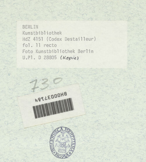 Rückseite von Bibliotheca Hertziana [https://www.deutsche-digitale-bibliothek.de/content/lizenzen/rv-ez/] Codex Destailleur DMaxentius-Basilika: Teilgrundriss von Mittelschiff und Nordseitenschiff - , bh368019_recto. Foto.