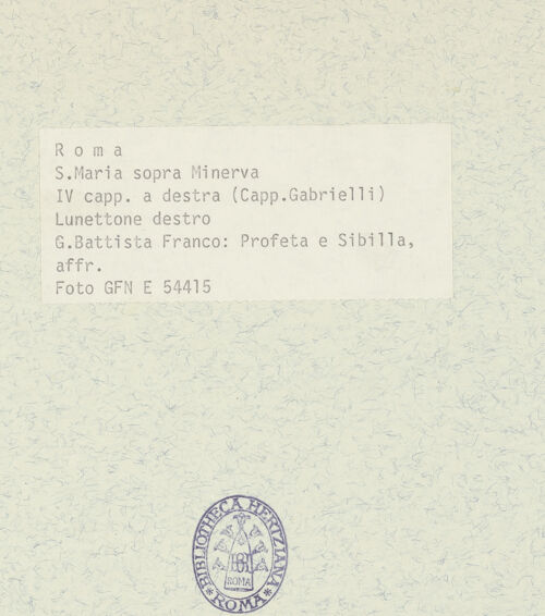 Rückseite von ICCD [https://www.deutsche-digitale-bibliothek.de/content/lizenzen/rv-ez/] Innendekoration: Szenen aus dem leben Christi, Evangelisten, Sibyllen und ProphetenWandbilder - Seitenwand (Lünette). Zwei Sibyllen, bh368623_recto. Foto.