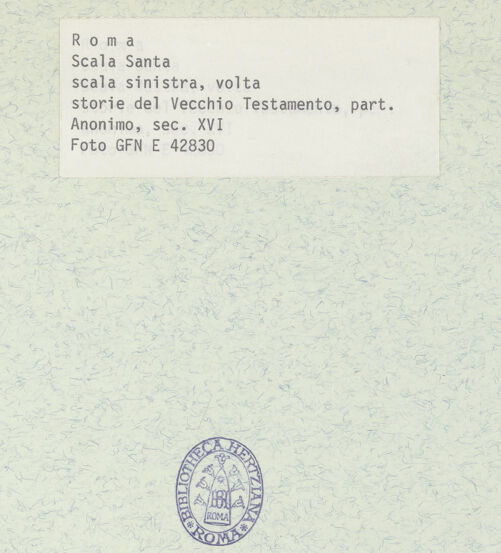 Rückseite von ICCD (GFN) [https://www.deutsche-digitale-bibliothek.de/content/lizenzen/rv-ez/] Szenen aus dem Alten Testament - Gewölbe: obere drei Bildfelder, bh369112_recto. Foto.