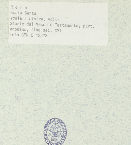 Rückseite von ICCD (GFN) [https://www.deutsche-digitale-bibliothek.de/content/lizenzen/rv-ez/] Szenen aus dem Alten Testament - Gewölbe: untere drei Bildfelder, bh369128_recto. Foto.